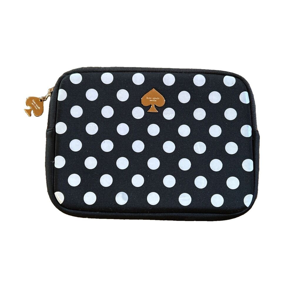 Kate Spade Padded Case Tablet iPad eBook Reader Polka Dot Black White 8.5”x 6.5”
